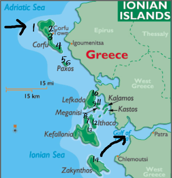 Greek Ionian Islands Map 